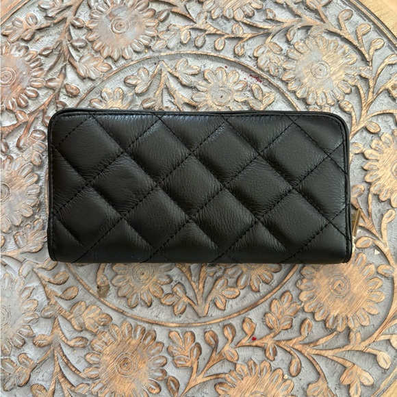 St. John Black Leather Quilted Wallet NWOT - Picture 2 of 7